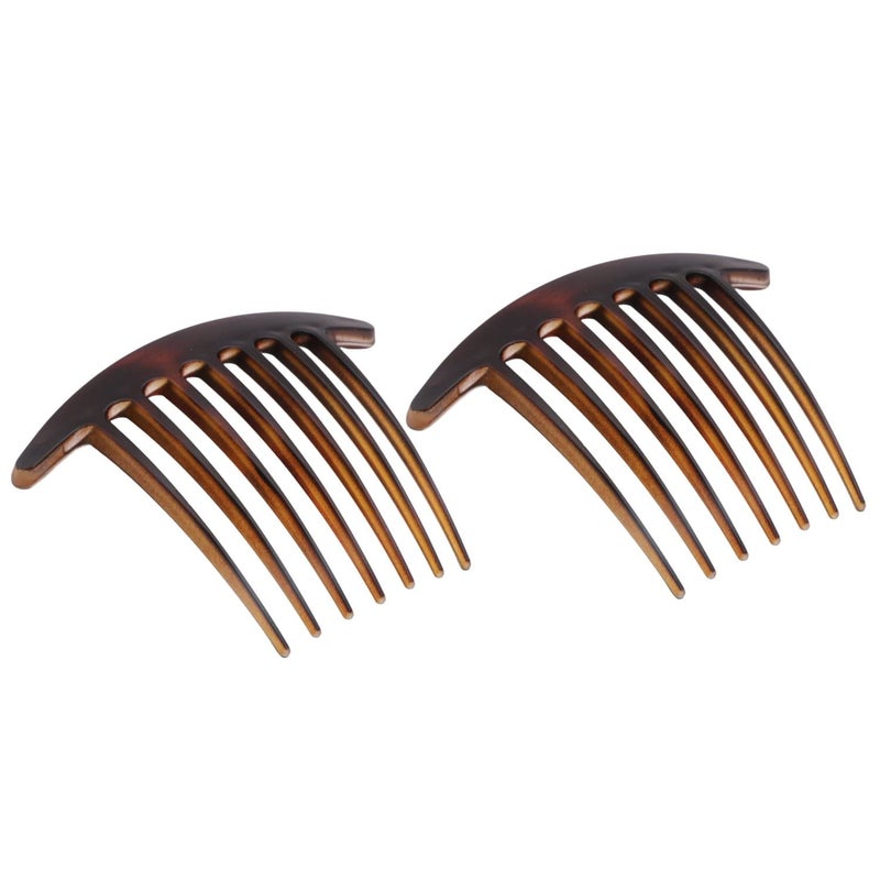 Parcelona French Basic 7 Teeth Tortoise Shell Matte Large 4â€ Celluloid Set of 2 Side Hair Combs for Women and Girls - Image 1